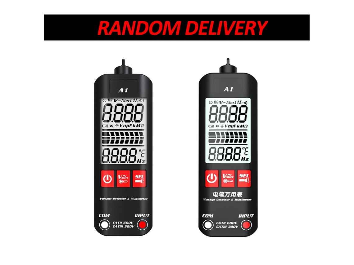 Yuru bside A1 Mini Multímetro Digital Lcd Tester Detector de Tensão Ca/cc Resistência Ncv Fio Ativo Neutro True Rms