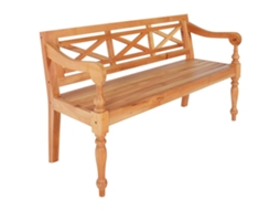 Vidaxl Banco Batávia 123 Cm Madeira De Mogno Maciça Castanho-claro