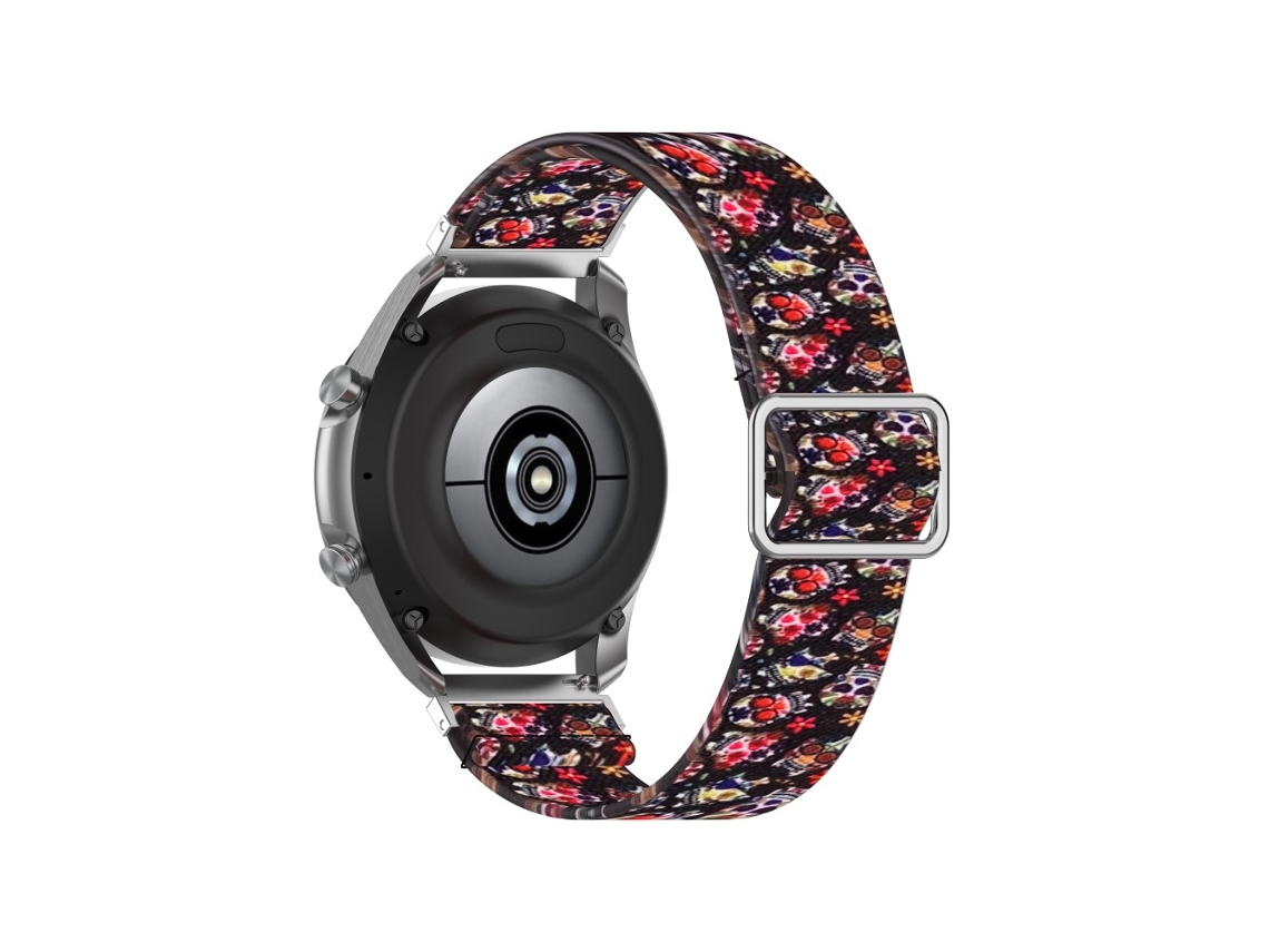Pulsera Em Nylon Padrão Impresso Ajustável 20mm Caveira Colorida Para O Seu Samsung Galaxy Watch3 41mm/watch Active