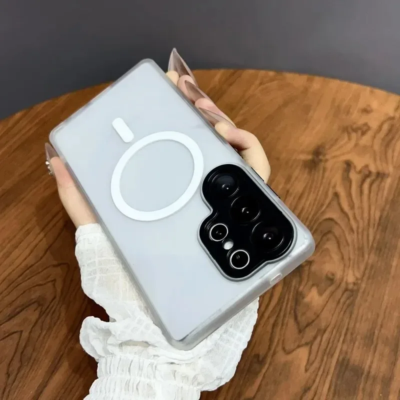 Capa Protetora Transparente Magnética Magsafe Para Samsung Galaxy S25 (branco)