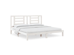 Cama Sem Colchão Madeira de Pinho Maciça Branco MAISON EXCLUSIVE (200x200 cm)