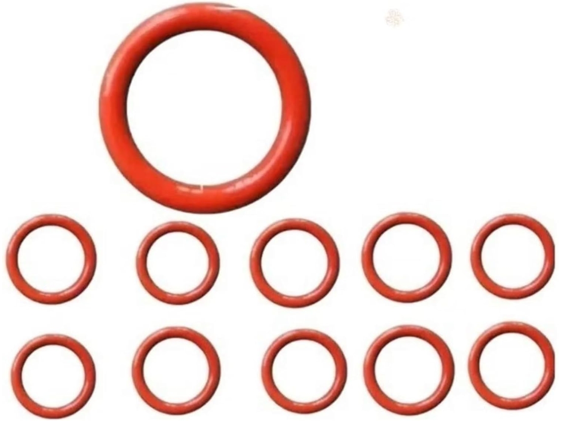 Conjunto De 10 Anéis Vedação Silicone Em Formato O E Manga Corrugada Vermelha 28mm Diâmetro Externo | Compatível Com