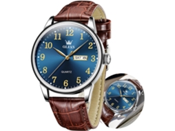 Lurelia Relógio Masculino, Data/calendário, Aço Inoxidável, Couro, Azul