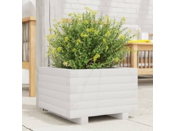 Vidaxl Vaso/floreira De Jardim 40x40x26,5 Cm Pinho Maciço Branco