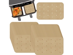 Papel Antiaderente Para Air Fryer Dupla (100 Folhas, 20.5x14cm) - Resistente Ao Calor, Perfurado, Compatível Com Ninja E Outros
