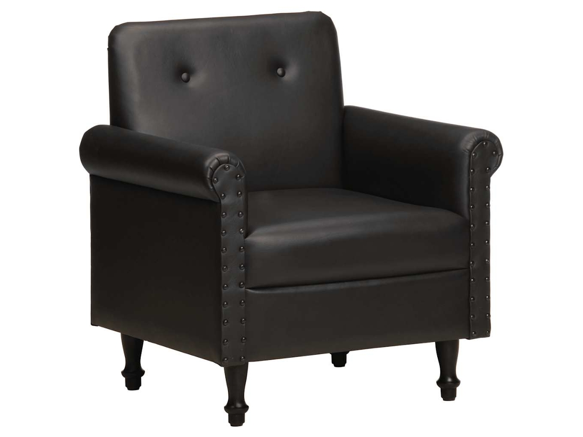 Vidaxl Poltrona Couro Genuíno Preto