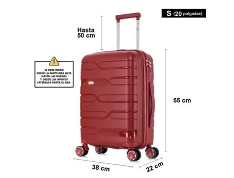 Mala de Cabine 1990S Polipropileno 4 Rodas Bordéus 55X38X22 Cm 44L