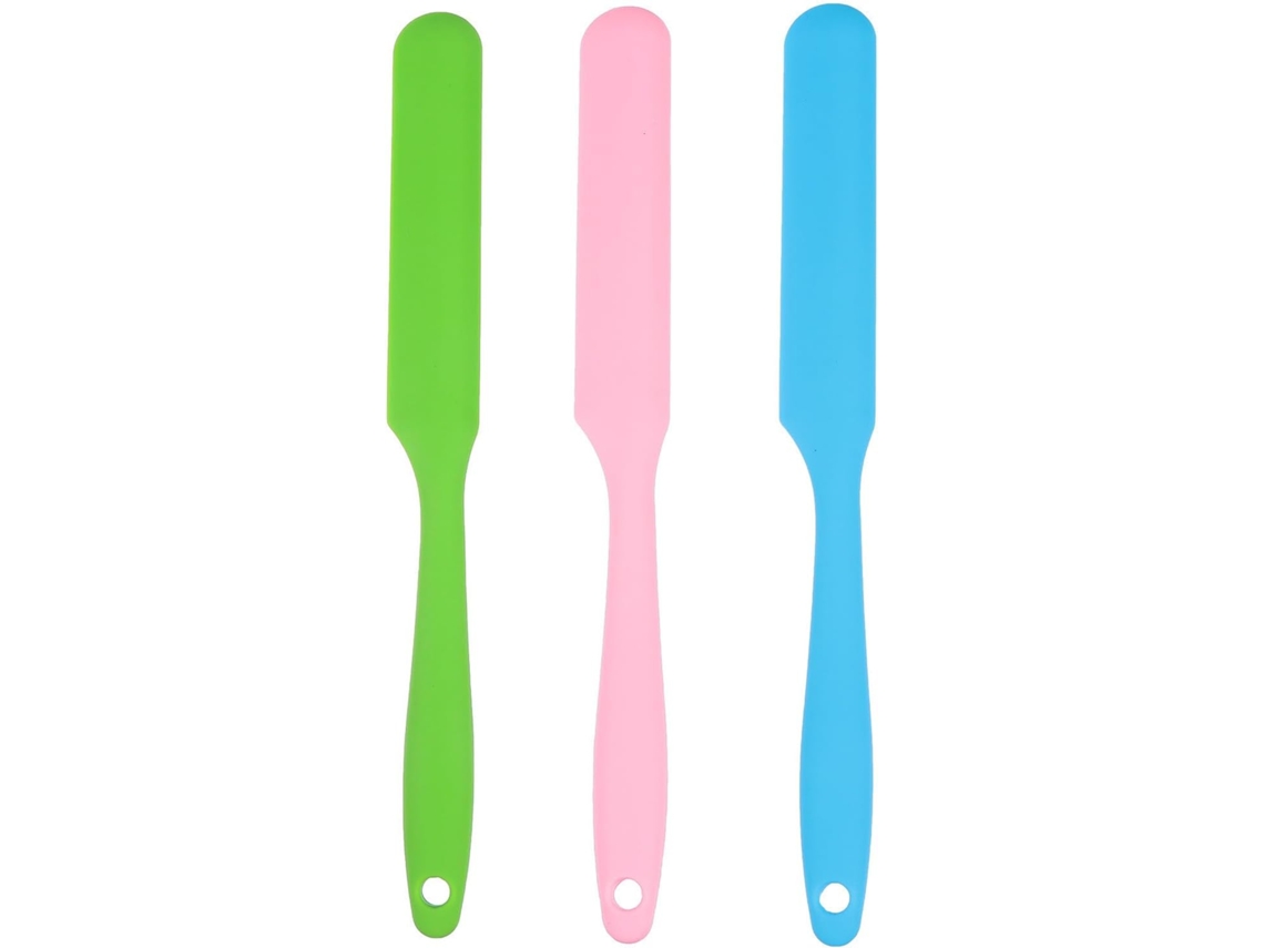 Kit com 3 espátulas de silicone para depilação com cera e bastões para uso corporal.