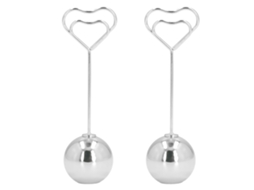2 Peças de Portanúmeros de Mesa Coração Metal Estável Durável Portatarjetas Notas Fotos Suporte Portanomes Prata