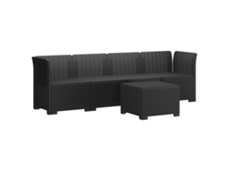 Vidaxl Sofá De Jardim 4 Lugares Look Rattan Pp Antracite