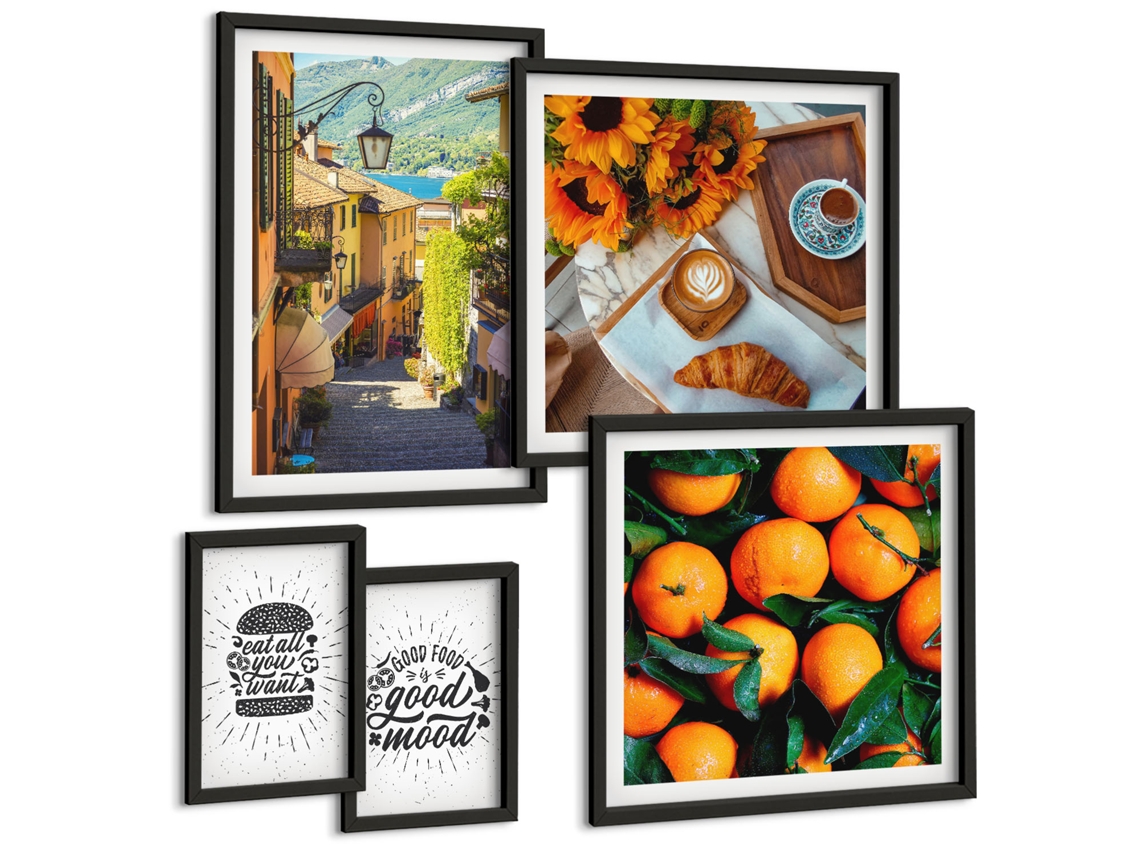 Conjunto De Pinturas Vistas De Cafés E Ruazinhas Espelharte (5 Peças)