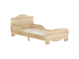 Cama Infantil VISTA 70x140 cm com grades de segurança, tema urso, madeira natural