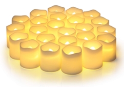Pacote com 24 Velas Votivas Sem Chama Vela Falsa Elétrica Cintilante Sem Chama Luzes de Chá Led Operadas Por Bateria em Branco Quente