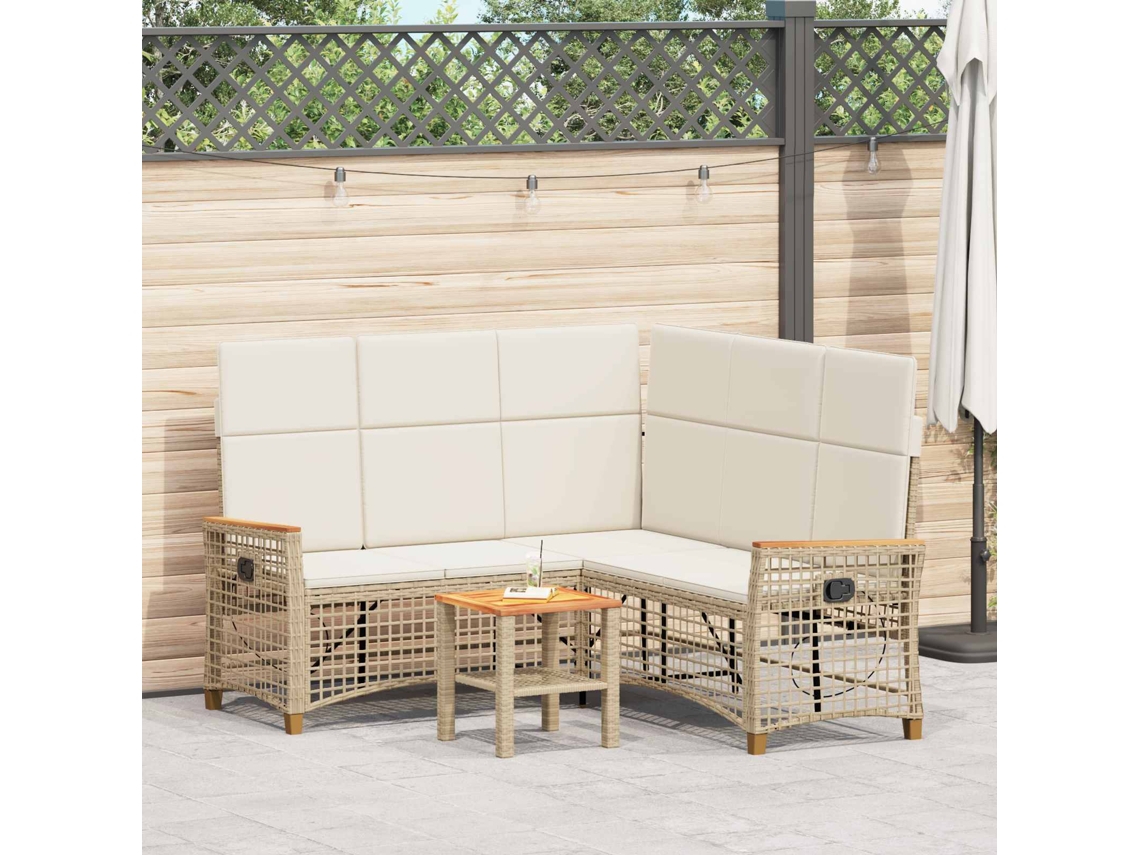 Vidaxl Conjunto De Sofá Reclinado Para Jardim Bege E Branco Creme