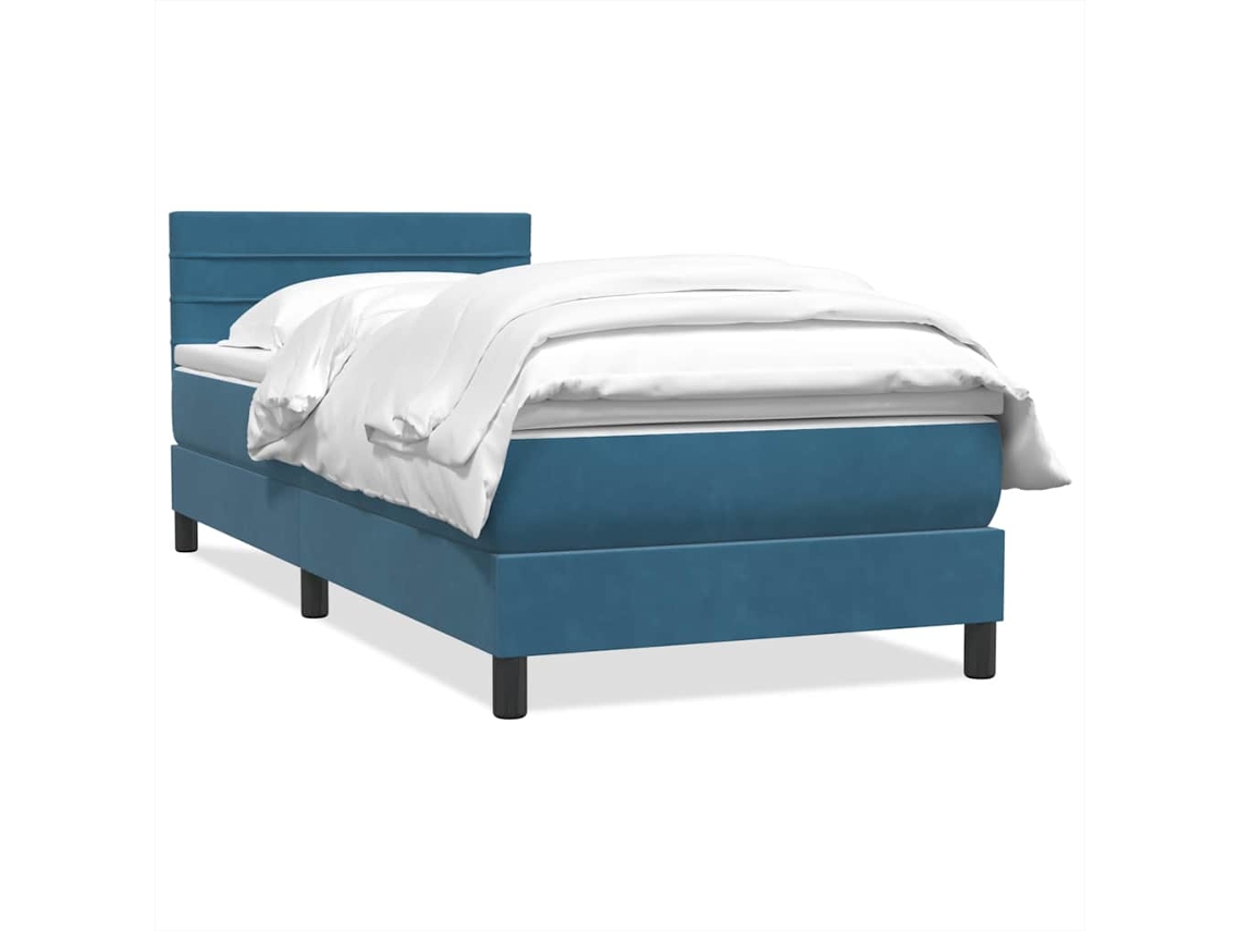 Cama com Molas/colchão 80x220 Cm Veludo Azul escuro MAISON EXCLUSIVE