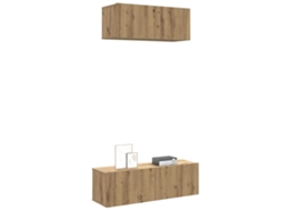 Vidaxl Conjunto De Armário Tv Parede 2 Pcs Madeira Carvalho Artisiano