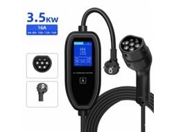 Carregador Portátil Carro Elétrico Tipo 2 SZSMART K09 3.5kw 16a Monofásico Ajustável, App/ecrã Led, Ficha Schuko, Cabo 5m