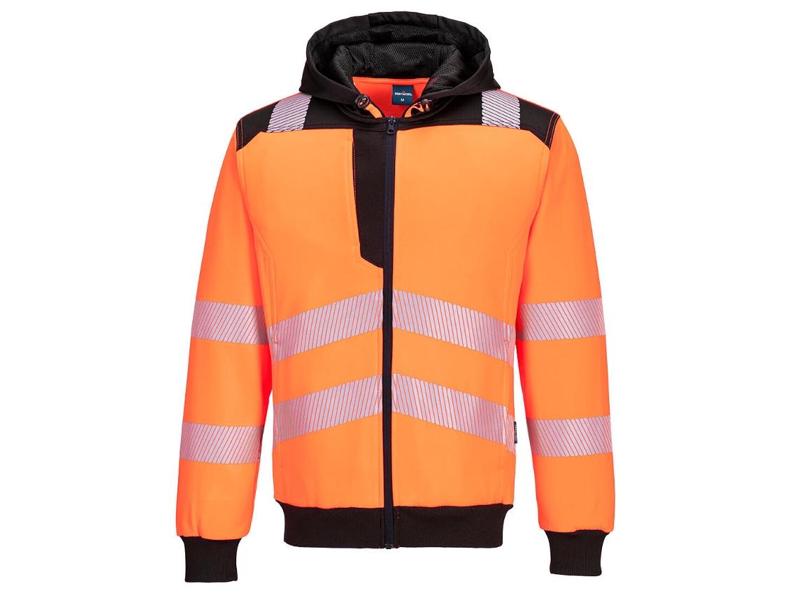Moletom Com Capuz Com Zíper De Alta Visibilidade Pw3 Laranja E Preto / Gg
