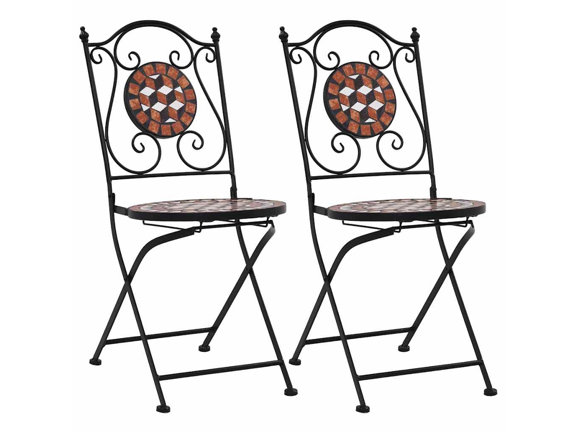 Cadeiras Bistrô Em Mosaico 2 Pcs Cerâmica Marrom Dkd Home Decor