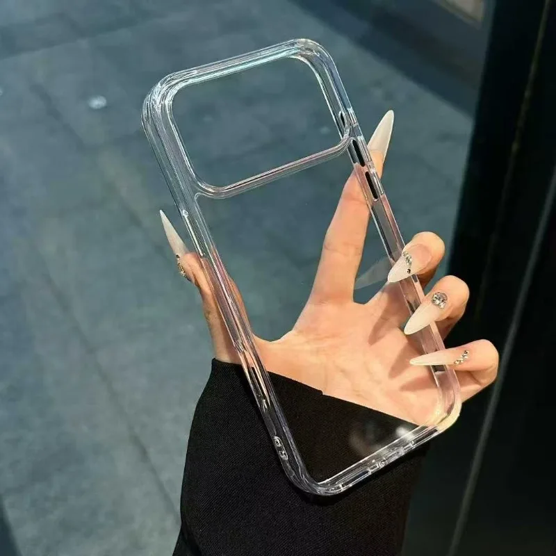 Capa Transparente Laranja À Prova De Choque Para Iphone 15, Feita De Acrílico Rígido.
