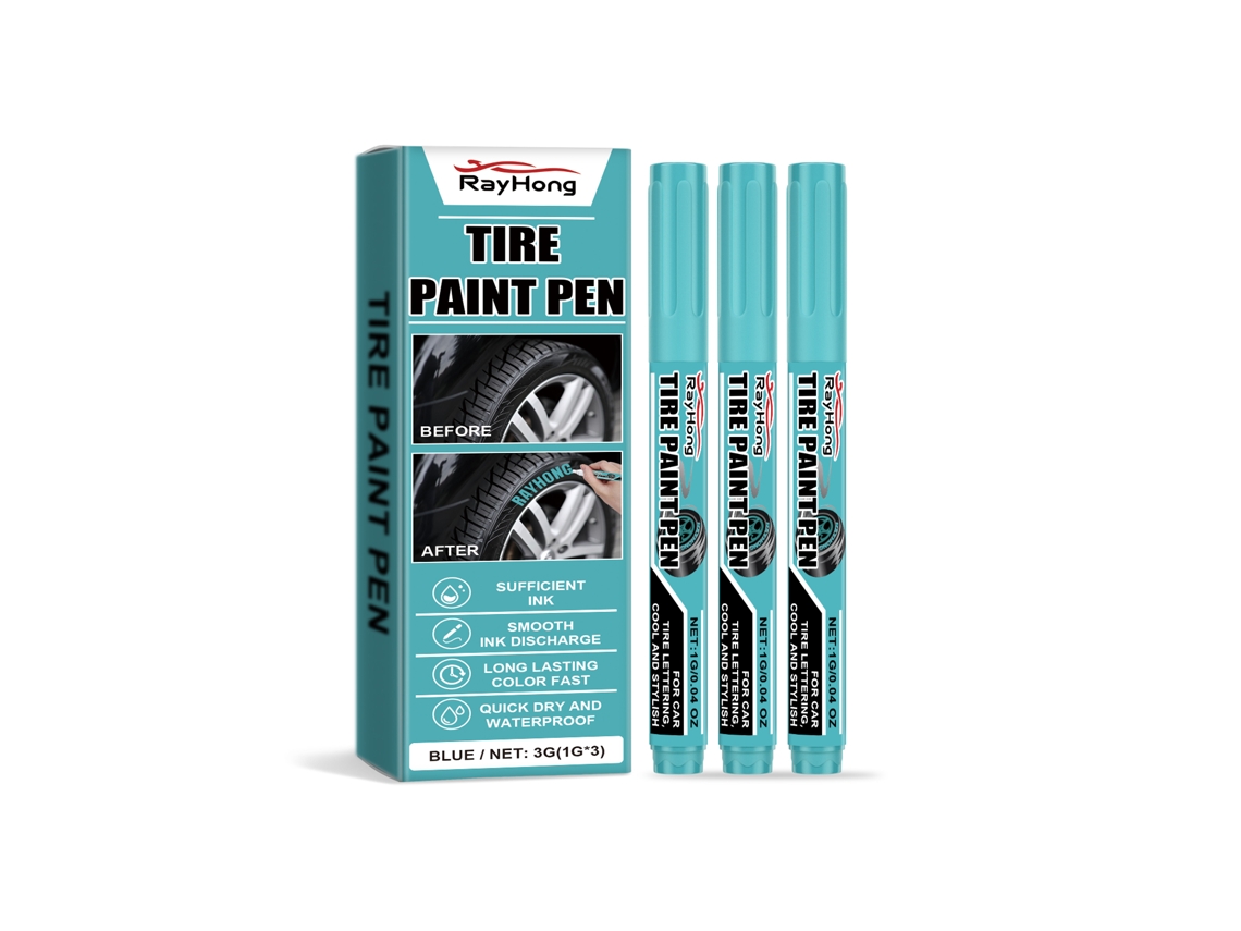 Caneta Pintura Azul Pneu Carro Alta Durabilidade