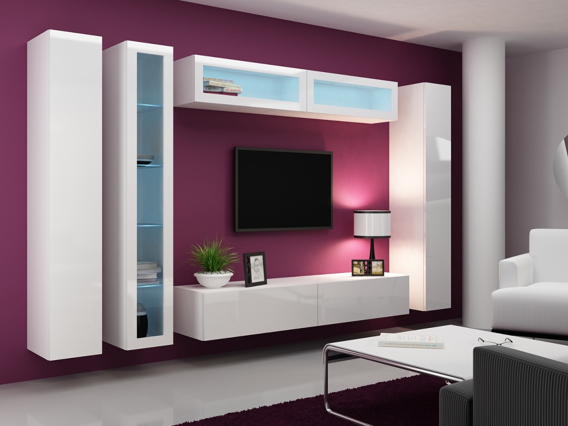 Cama Full Cabinet Vigo 180 180/40/30 Branco/branco Brilho Cama Meble
