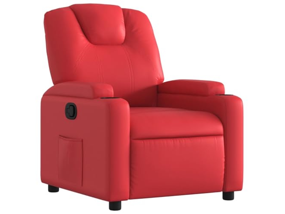 Poltrona reclinável couro VIDAXL artificial vermelho