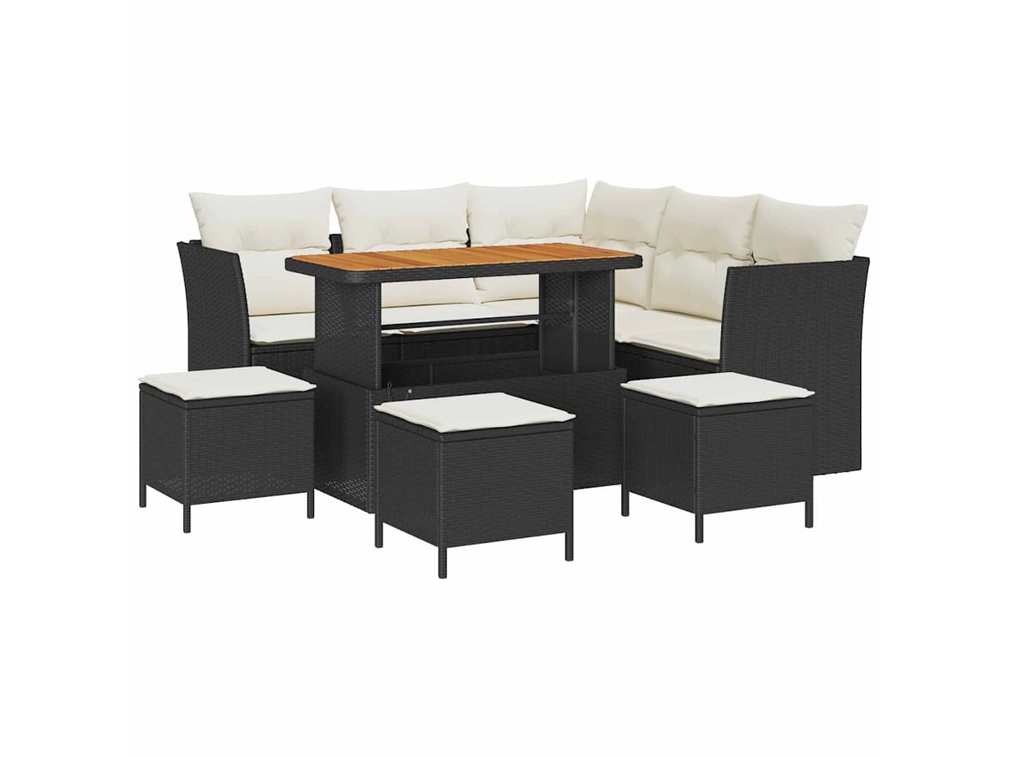 Maison Exclusive - Conjunto De Sofá De Jardim Com Almofada 9 Pcs Preto E Creme