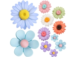 Ímãs De Geladeira Florais, 12 Peças, Resina Magnética, Cores Aleatórias