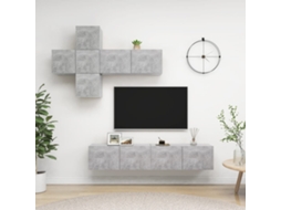 Vidaxl 7 Pcs Conjunto De Móveis De Tv Contraplacado Cinzento Cimento
