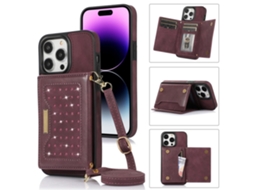 Capa Bloqueio Rfid Pega Para Iphone 15 Pro Max Pele Sintética Vermelho