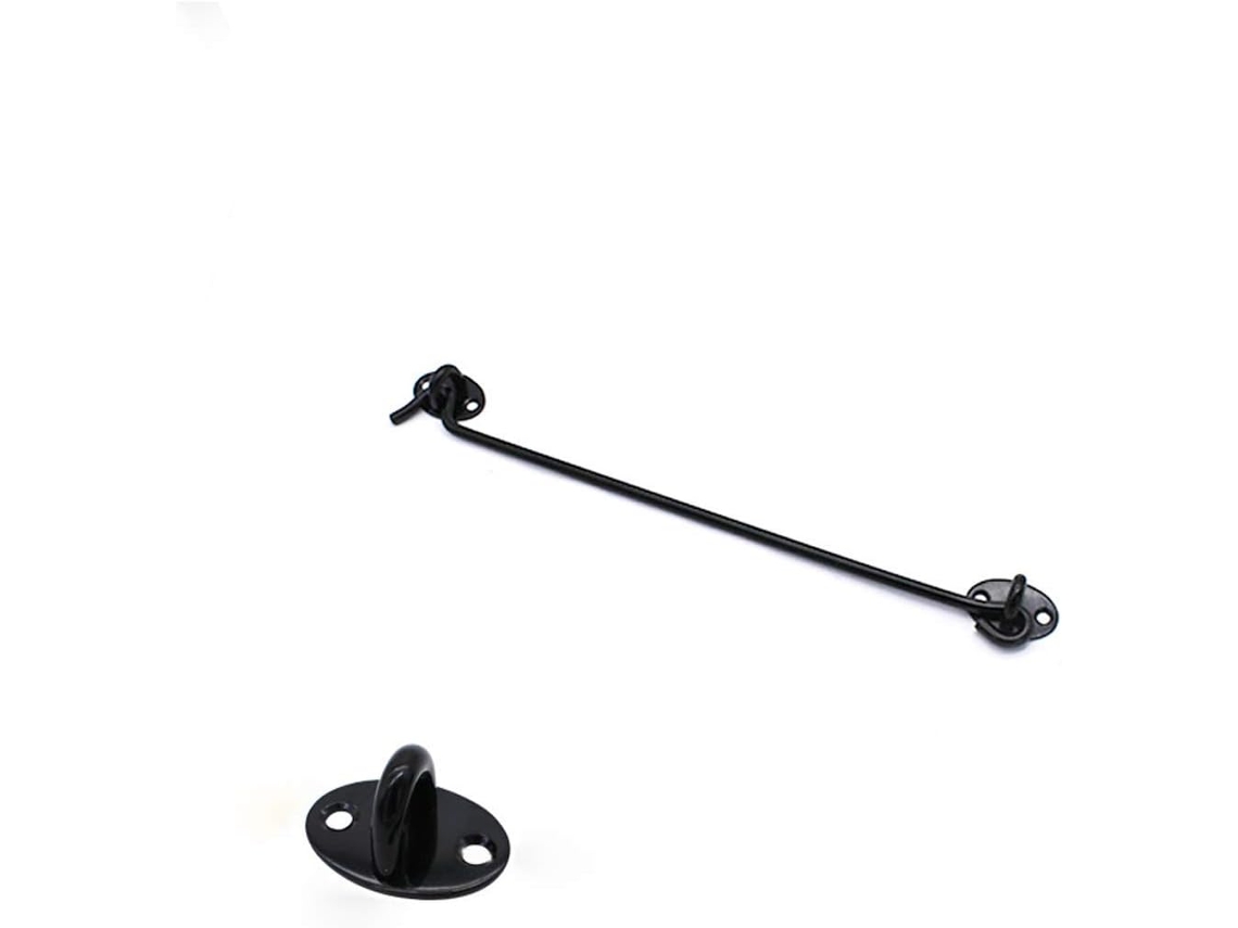 Trava De Gancho E Olhal Para Portão, 30 Cm (12 Polegadas), Preta, Com