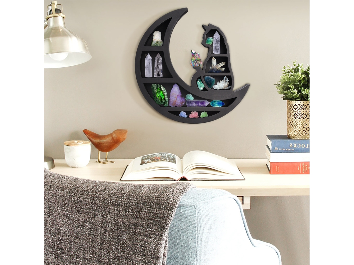Suporte De Madeira (tema Gato Da Lua, Textura De Cristal) Eoocoo