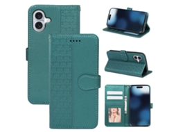 Capa Em Couro Pu Com Suporte, Para Apple Iphone 16 Plus - Verde