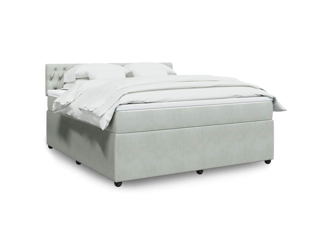 Vidaxl Cama Com Molas/colchão 180x200 Cm Veludo Cinzento-claro