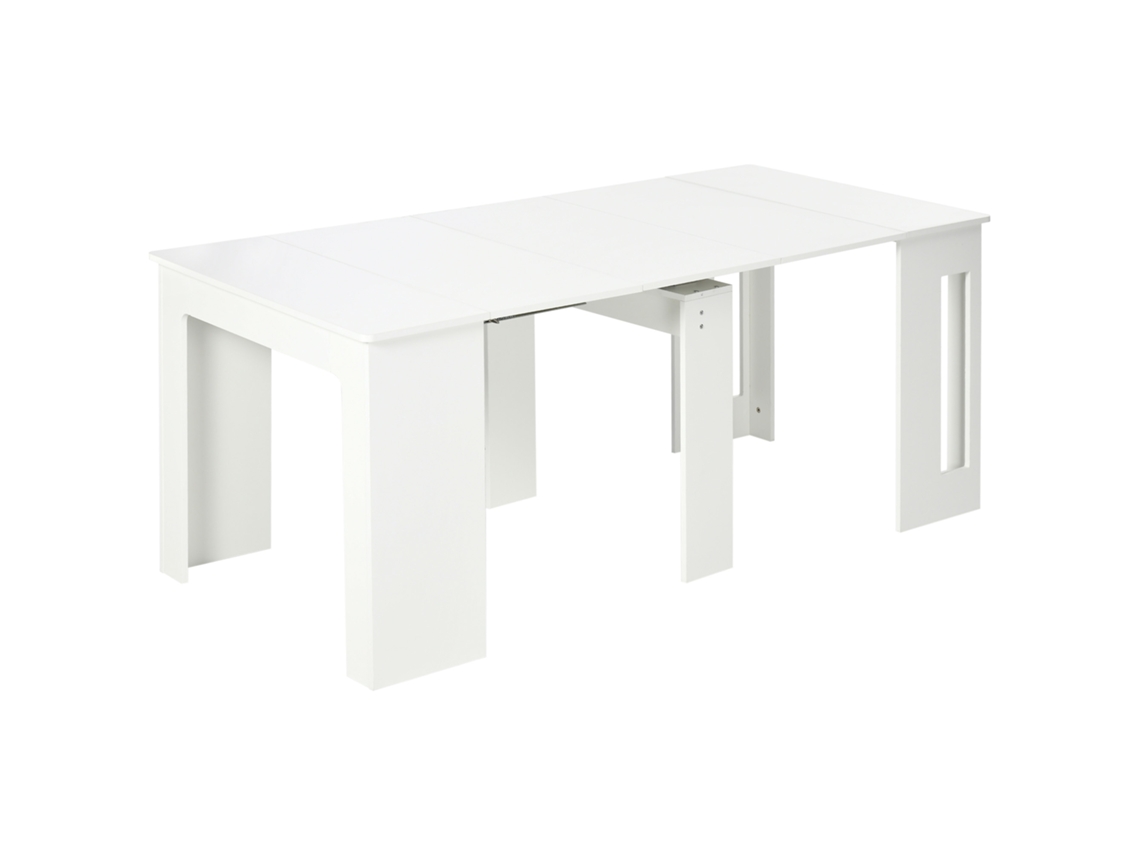 Mesa de Jantar Extensível Melamina de Madeira e Aço Cor Branco 180x85x75 cm Homcom