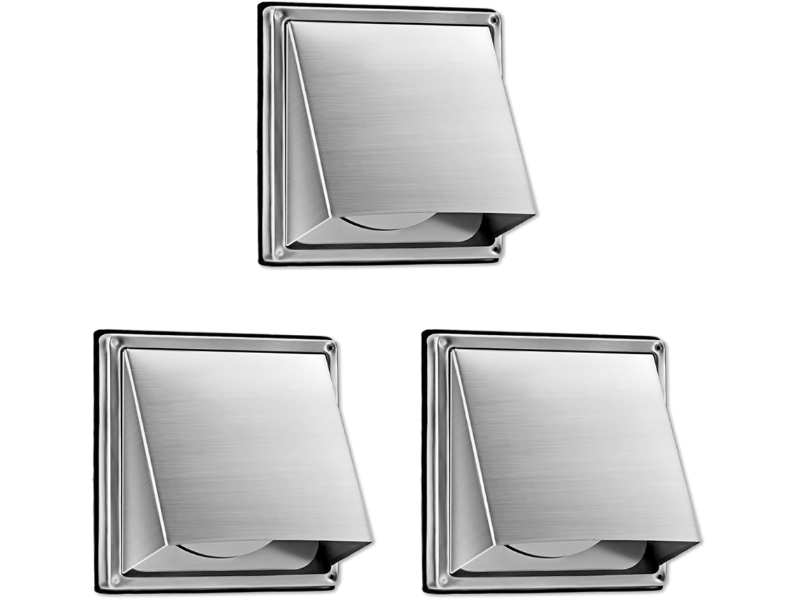 3 Extratores De Ventilação Externos De Parede Acolchoados De 4 Polegadas Com Amortecedor Antirretorno.