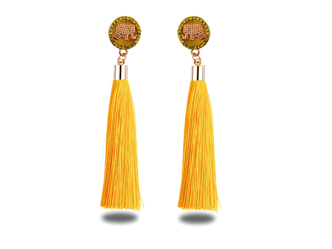 Brincos De Orelha Para Mulheres Com Tiras Decoração Amarela