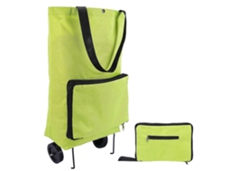 Sacola de Compras com Rodinhas, Dobrável, Impermeável, 20l, Alça Ajustável, Verde. GOKOCO