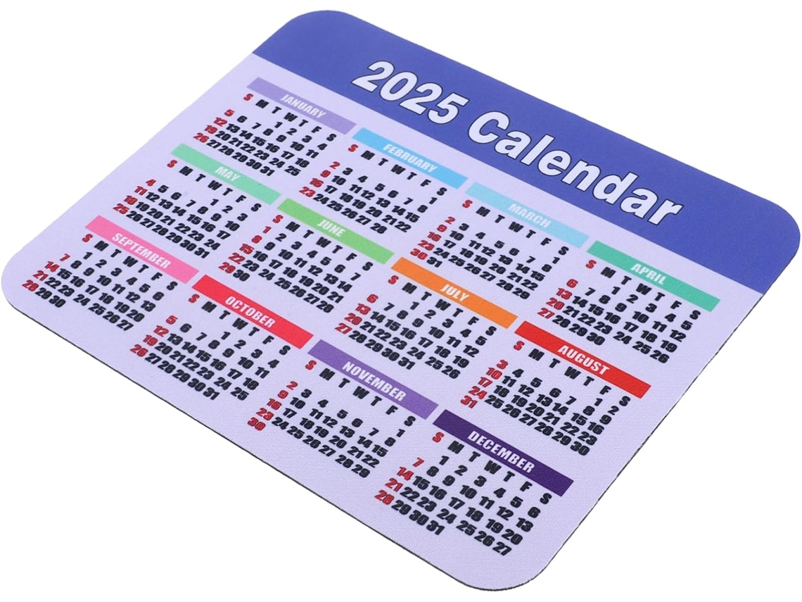 Mousepad De Borracha Antiderrapante Com Calendário, Para Uso Em Mesa De Escritório Ou Teclado.