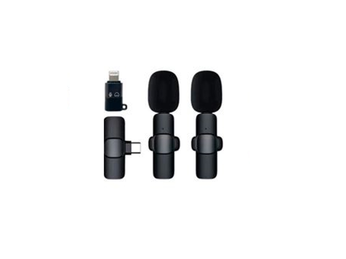 Microfones Wireless Universais Orysin | Type C Adaptador Type C Para Lightning Preto