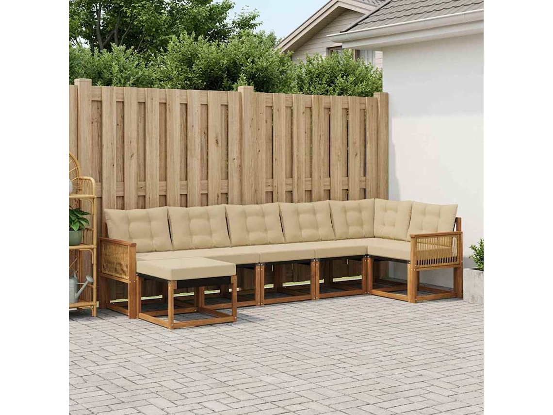 Vidaxl Conjunto De Sofás Para Exterior 7 Unid. Natural E Bege