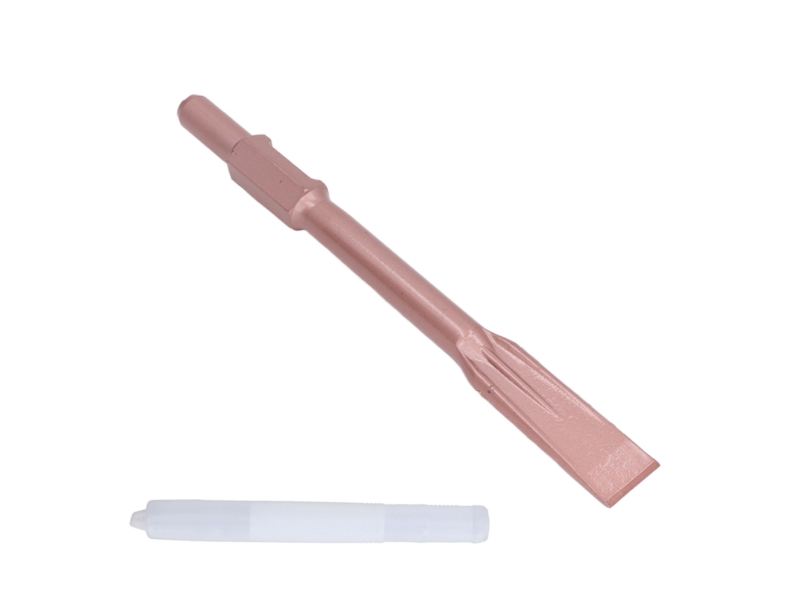 Cinzel em aço liga resistente ao desgaste com ponta redonda antiderrapante para raspar e reposicionar.