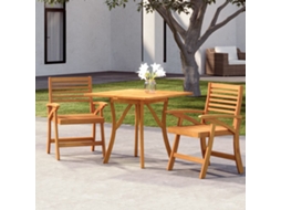 Vidaxl 3 Pcs Conjunto De Jantar Para Jardim Madeira De Acácia Maciça