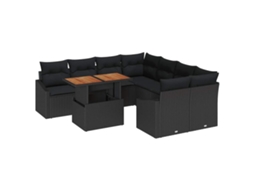 Maison Exclusive - Conjunto De Jantar Para Jardim 9 Pcs Preto E Marrom