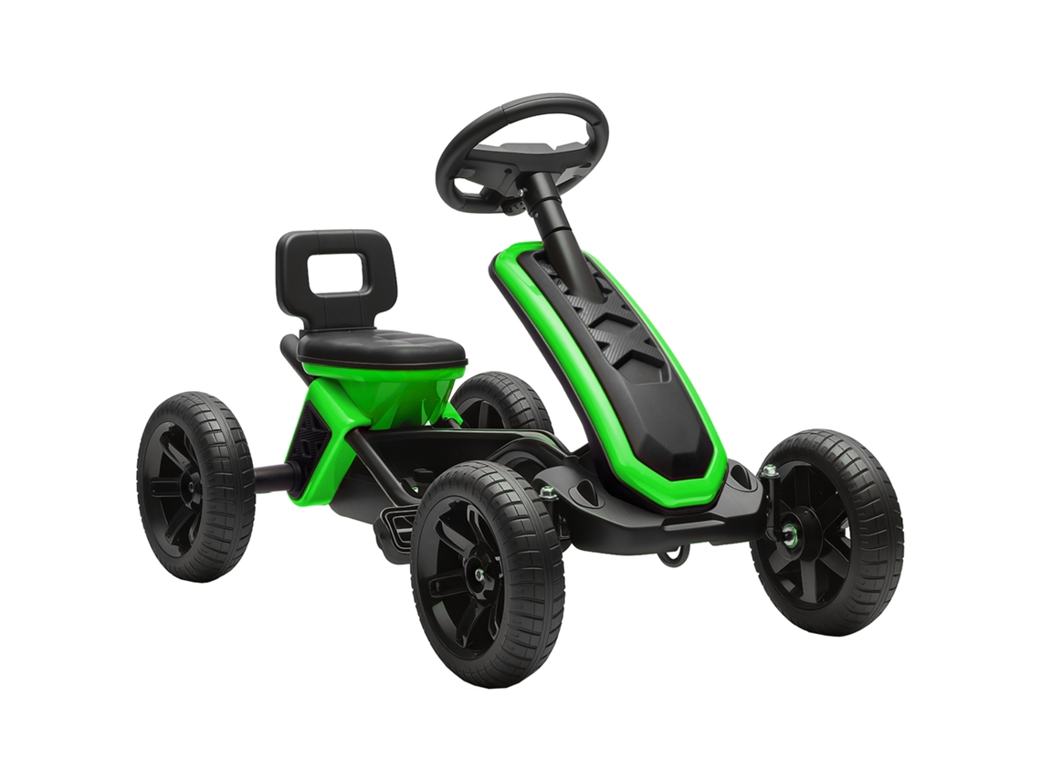 Kart Pedais Kart com Rodas Antiderrapantes de Eva Estrutura Metálica Carga 30 Kg para Crianças 2 5 Anos 85.5x49x57 Cm Verde FYNTERA EUROPA