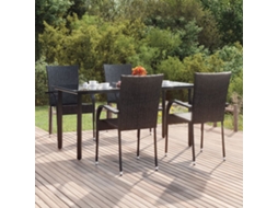 Vidaxl 5 Pcs Conjunto De Jantar P/ Jardim Vime Pe Preto