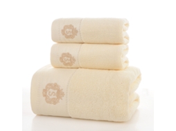 Conjunto De 3 Toalhas Em Puro Algodão Super Absorventes, De Secagem Rápida, Ideais Para Casas De Banho, Spas E Hotéis. Amarelo Hexinyigjly