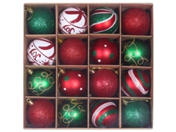 Bolas de Decoração de Natal 16 Peças 6 Cm Vermelho Verde Blanco Para Árvore Festa Familiar