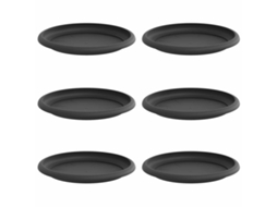 Conjunto 6 Bandeja Para Flores Vidaxl Preto Plástico (ø 19 X 2 Cm)